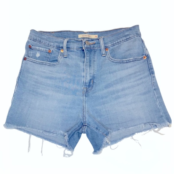 Levi’s High-Rise Frayed Hem Women’s Jean Shorts - 28 - Picture 11 of 13